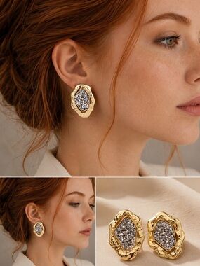Gold -Silver crystal earrings -Women’s Jewelry